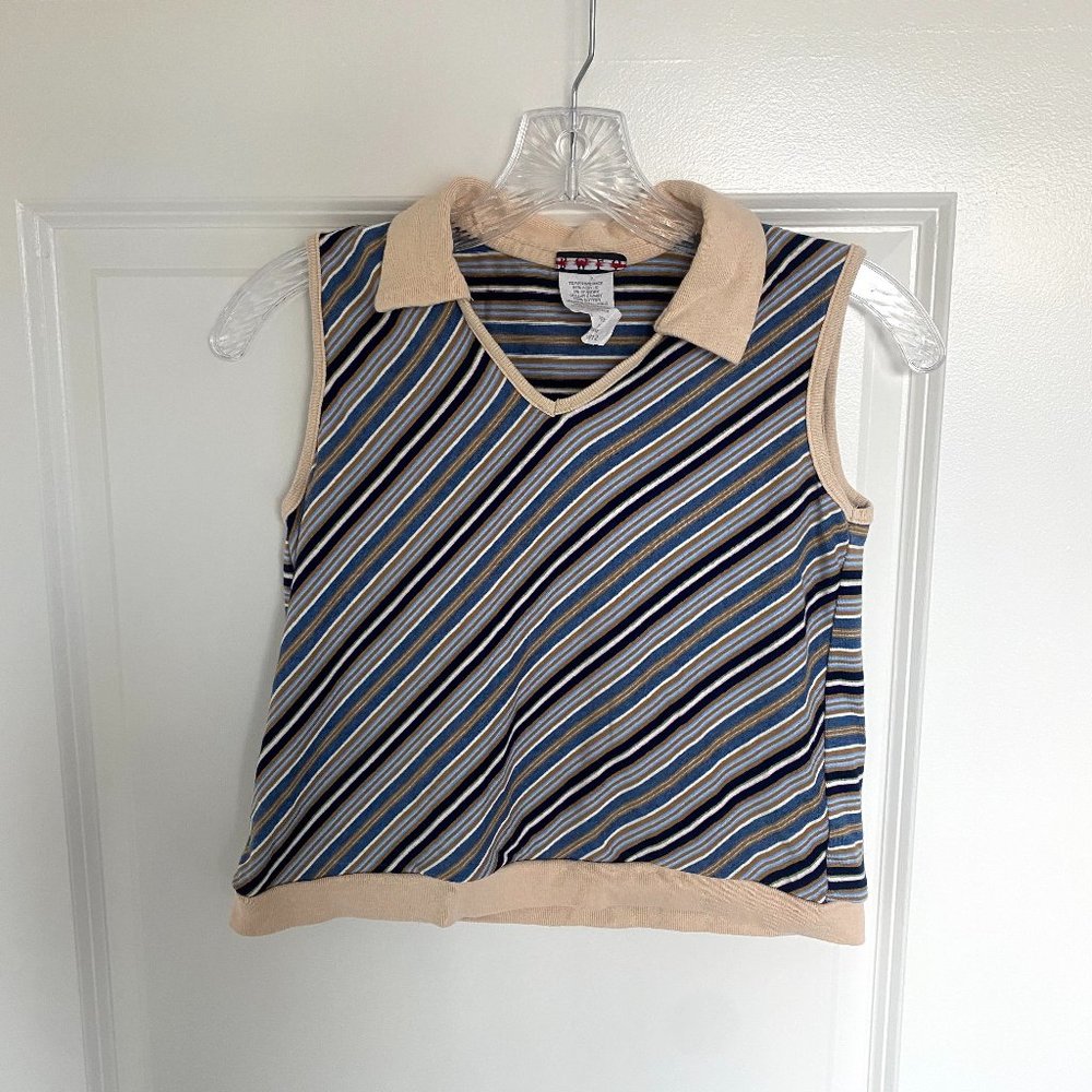 Striped Collared Crop Top